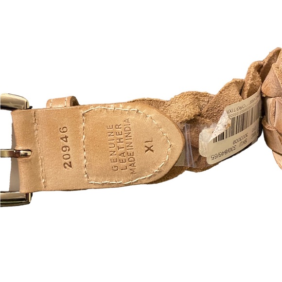 Sold!!!NWT Womens Fashion Focus Accessories Braided Blonde Tan Leather Belt - Picture 4 of 4